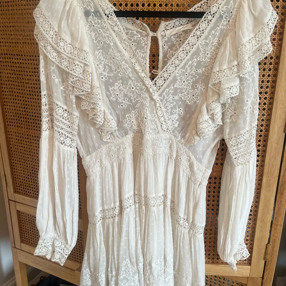 LoveShackFancy White Long Sleeve Dress